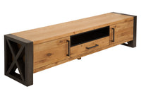 THOR Solid TV board 200cm wild oak oiled lowboard in industrial design