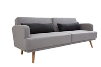 Modernes Schlafsofa STUDIO 200cm grau Flachgewebe 3-Sitzer mit Schlaffunktion Holzfüße