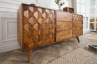 MYSTIC LIVING Massives Sideboard 145cm Sheesham natur 3D Oberfläche Massivholz