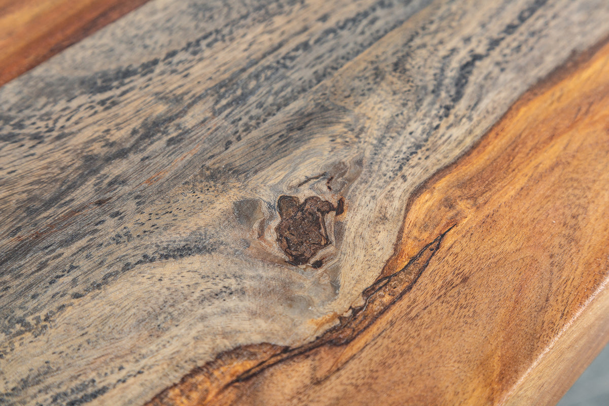FIRE & EARTH Massiver Esstisch 200cm Sheesham Holz grau smoke finish einzigartige Maserung