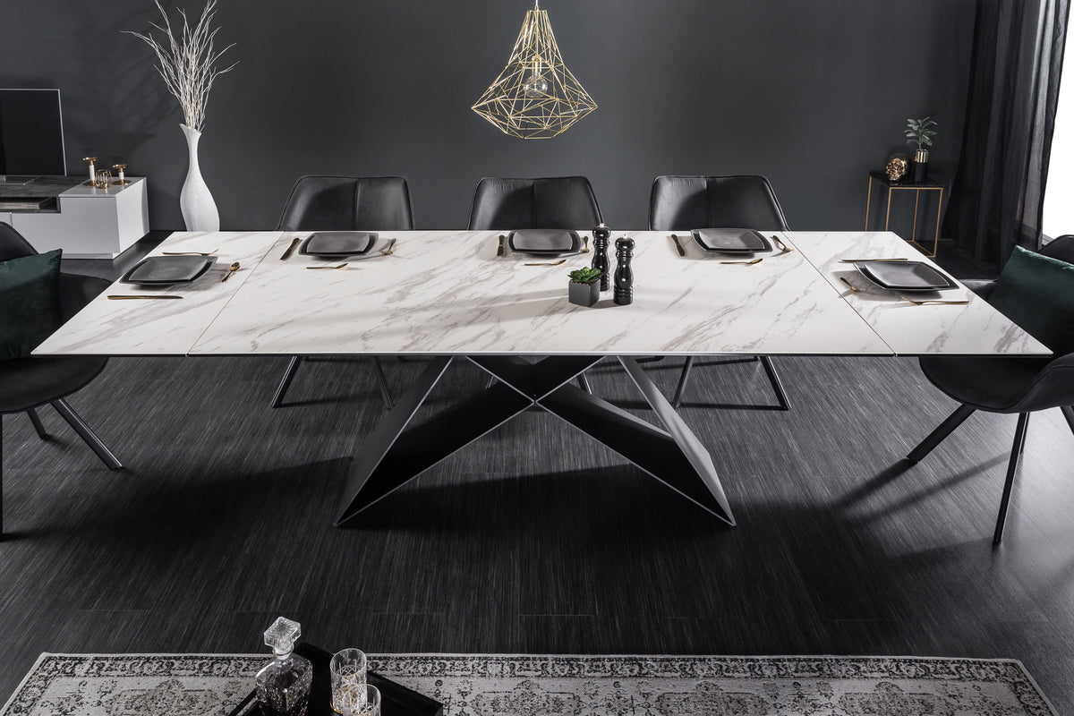 PROMETHEUS extendable dining table 180-220-260cm white marble ceramic made in Italy