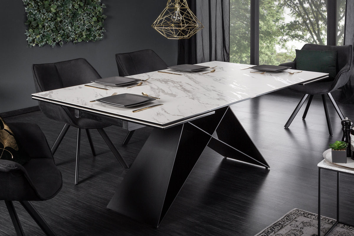 PROMETHEUS extendable dining table 180-220-260cm white marble ceramic made in Italy