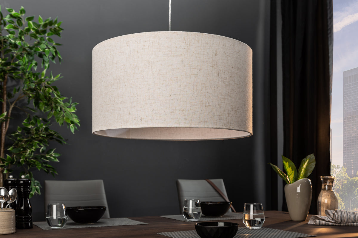 Elegante Hängelampe ROOTS 50cm natur Hängeleuchte mit Leinenschirm