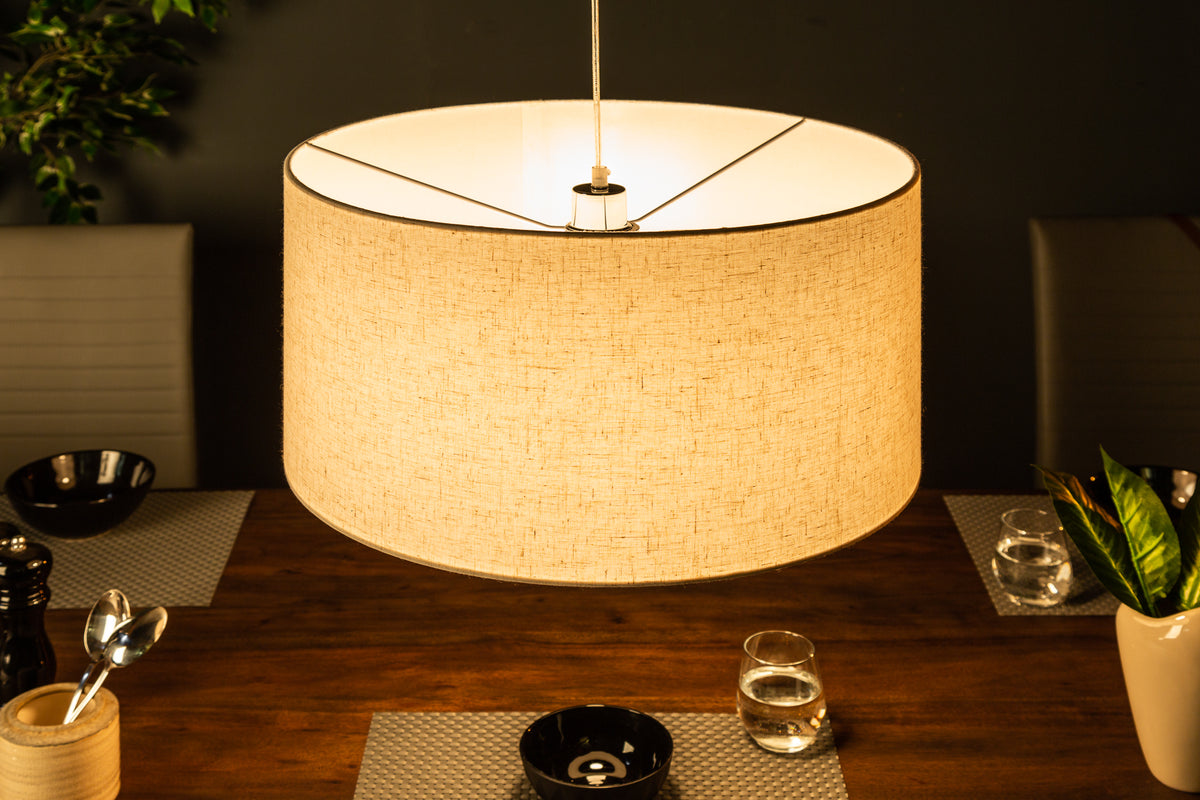 Elegante Hängelampe ROOTS 50cm natur Hängeleuchte mit Leinenschirm