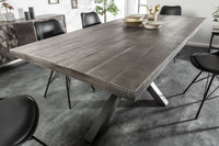 GALAXIE Solid industrial dining table 200cm gray mango wood star-shaped frame