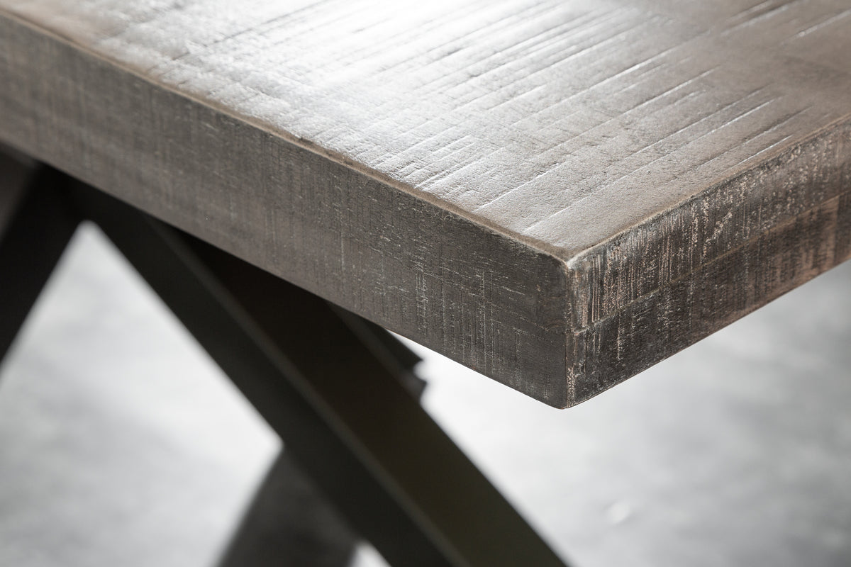 GALAXIE Solid industrial dining table 200cm gray mango wood star-shaped frame
