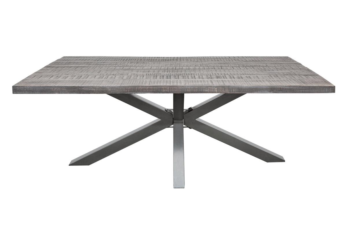 GALAXIE Solid industrial dining table 200cm gray mango wood star-shaped frame