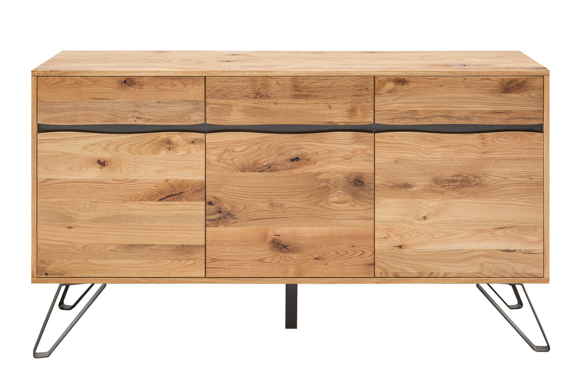 LIVING EDGE Massives Sideboard 160cm Wildeiche geölt Baumkanten Board