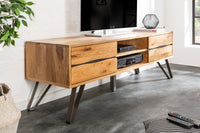 LIVING EDGE Solid TV board 160cm oiled wild oak tree edge lowboard