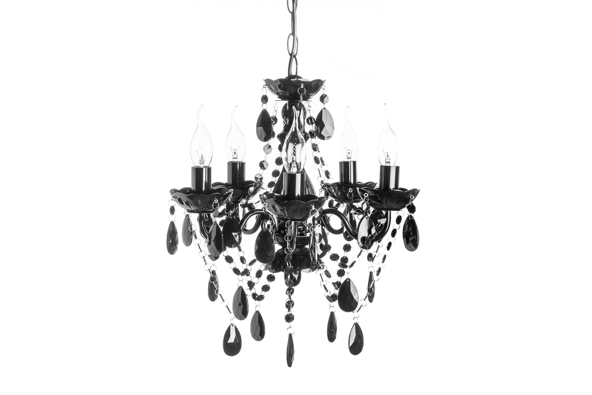 Eleganter Kronleuchter DIAMONDS S 40cm schwarz Acryl 5-armig Barock Design