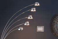 FIVE LIGHTS Design Bogenlampe 205cm chrom Stehlampe mit schwarzem Marmorfuß