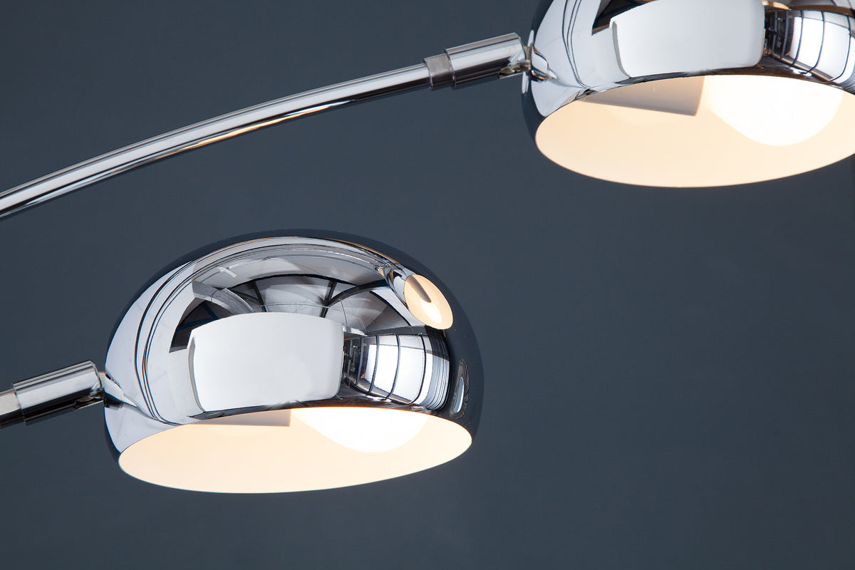 FIVE LIGHTS Design Bogenlampe 205cm chrom Stehlampe mit schwarzem Marmorfuß
