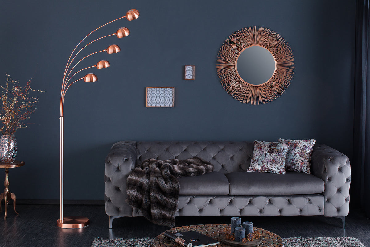 FIVE LIGHTS Design Bogenlampe 205cm chrom Stehlampe mit schwarzem Marmorfuß