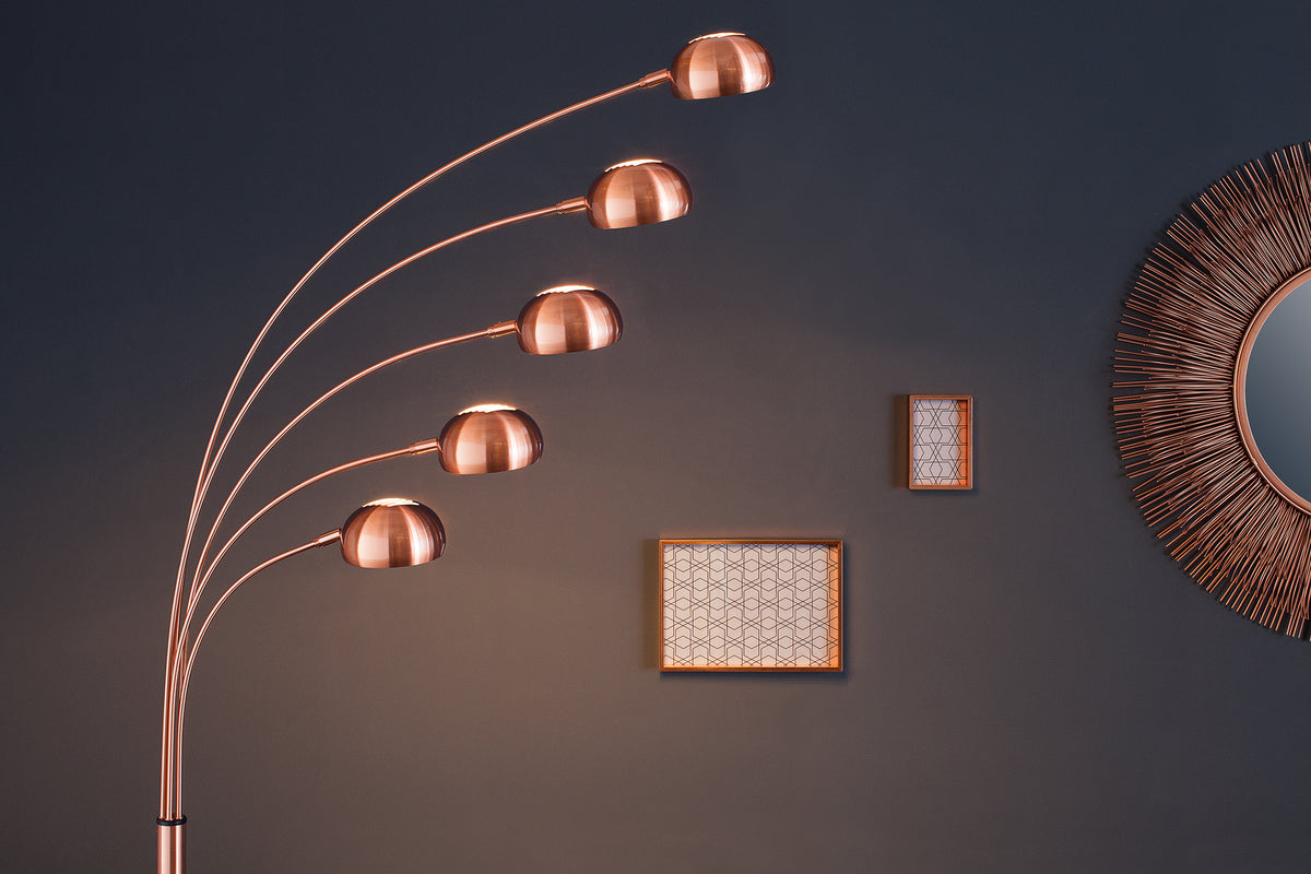 FIVE LIGHTS Design Bogenlampe 205cm chrom Stehlampe mit schwarzem Marmorfuß