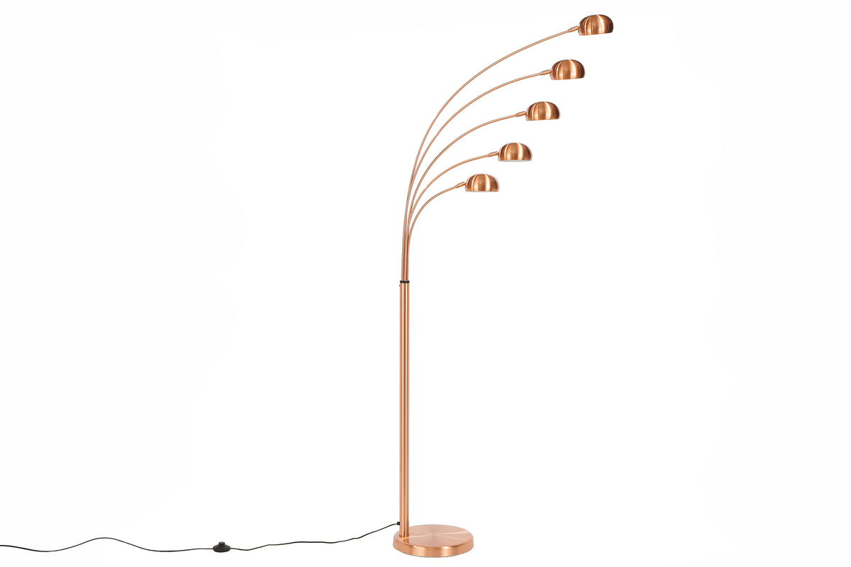 FIVE LIGHTS Design Bogenlampe 205cm chrom Stehlampe mit schwarzem Marmorfuß