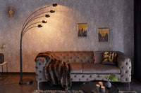 FIVE LIGHTS Design Bogenlampe 205cm chrom Stehlampe mit schwarzem Marmorfuß
