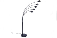 FIVE LIGHTS Design Bogenlampe 205cm chrom Stehlampe mit schwarzem Marmorfuß