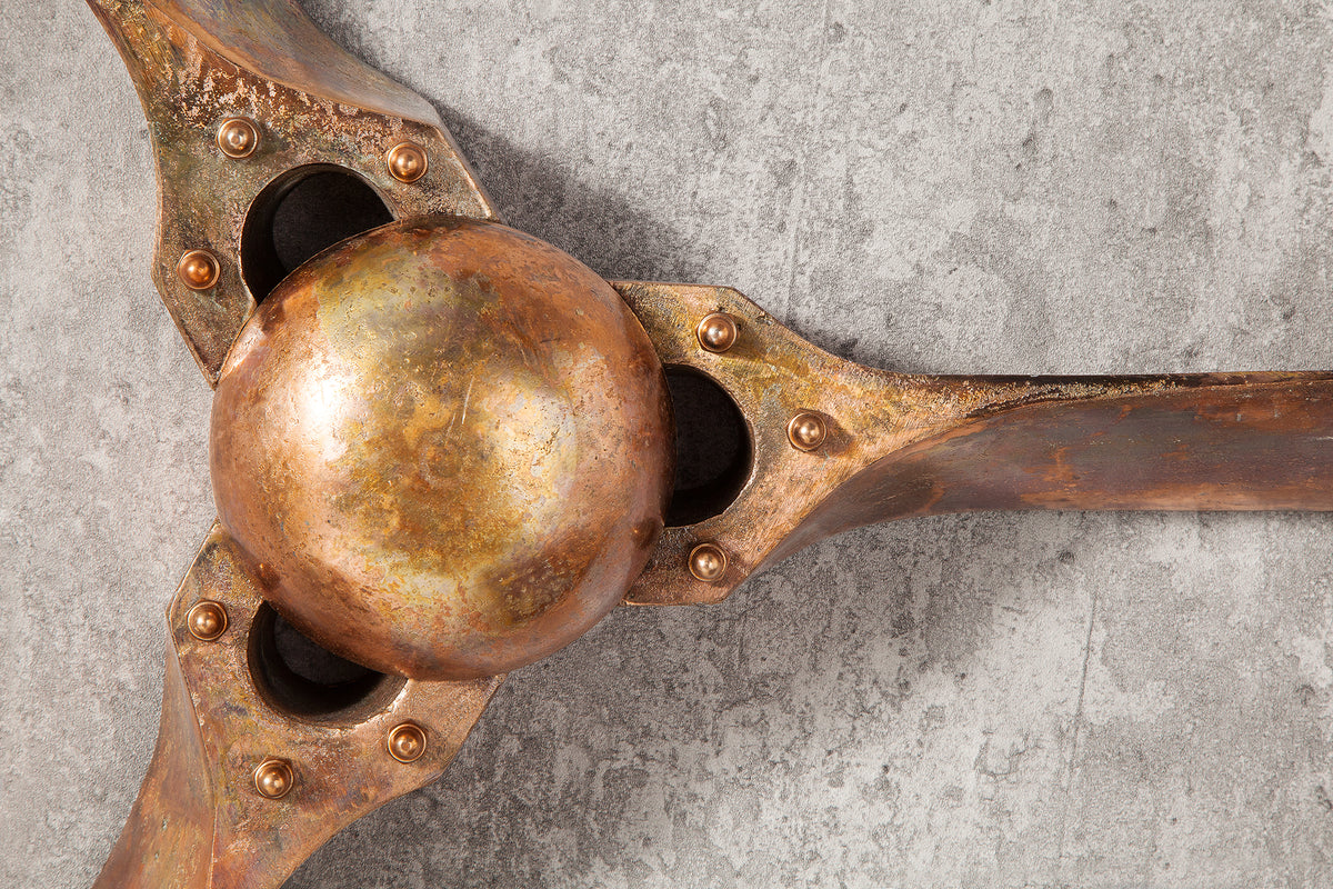 Authentische Wanddekoration SCREW III kupfer geflammt Flugzeug Propeller