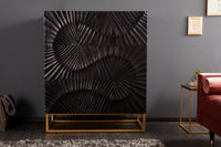 SCORPION Solid highboard 120cm black mango wood elaborate 3D carvings