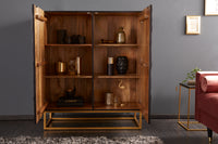 SCORPION Solid highboard 120cm black mango wood elaborate 3D carvings