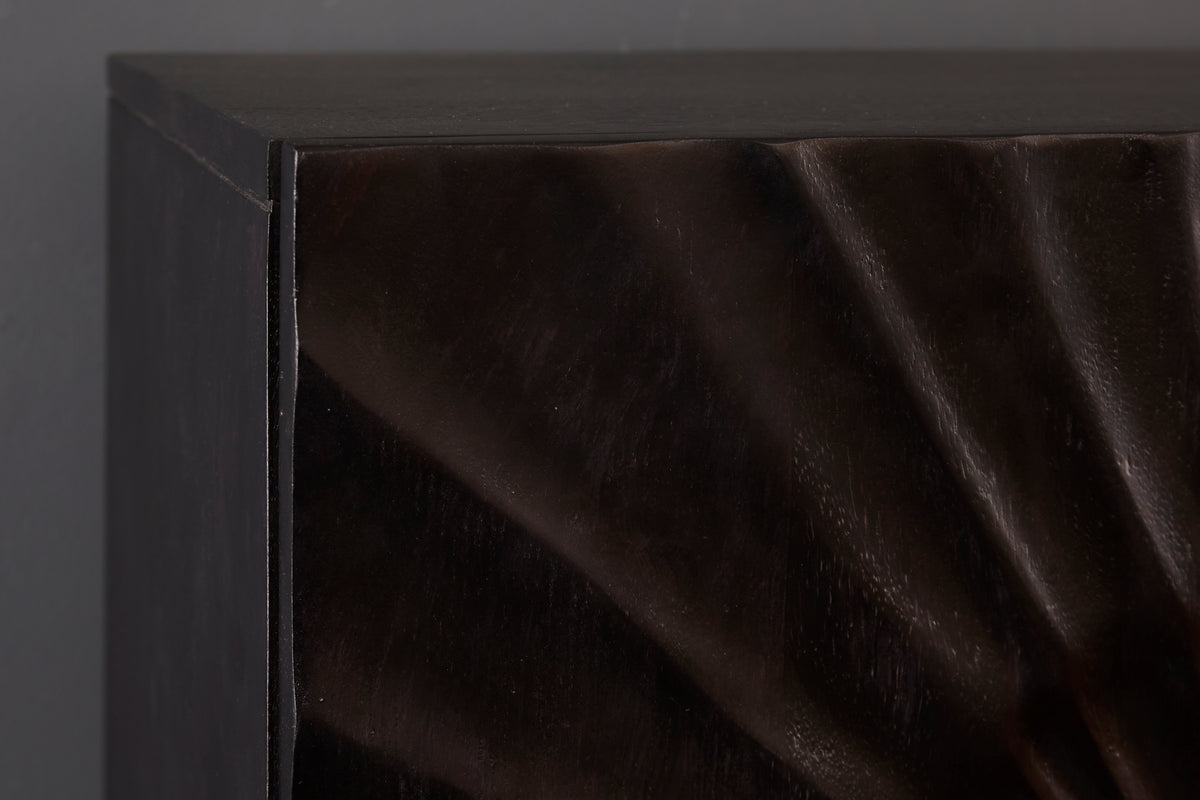 SCORPION Solid highboard 120cm black mango wood elaborate 3D carvings