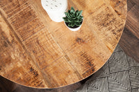 Runder Couchtisch FACTORY LOFT 60cm Mangoholz schwarzes Metallgestell handmade massiv