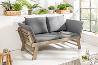 Massivholz Sitzbank MODULAR 155-190cm Akazie inkl. Kissen Gartenbank klappbar