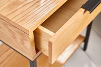 ELEMENTS Industrial bedside table 40cm oak side table with drawer