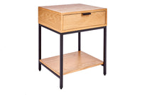 ELEMENTS Industrial bedside table 40cm oak side table with drawer