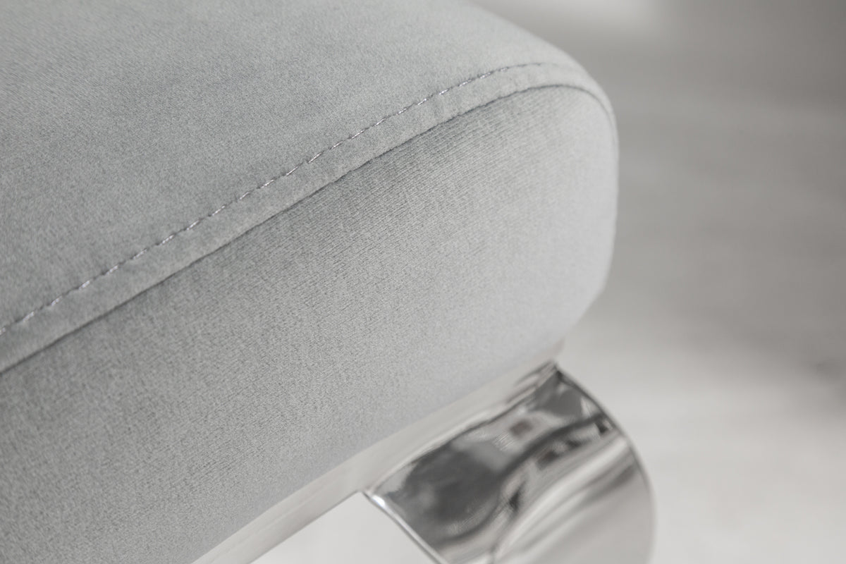 Eleganter Stuhl MODERN BAROCK edel-grau Samt Stuhlbeine aus Edelstahl