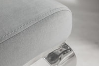 Eleganter Stuhl MODERN BAROCK edel-grau Samt Stuhlbeine aus Edelstahl