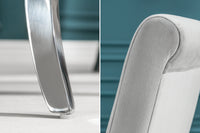 Eleganter Stuhl MODERN BAROCK edel-grau Samt Stuhlbeine aus Edelstahl