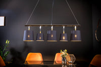 LEVELS Elegante Hängeleuchte 100cm schwarz gold Pendelleuchte mit Leinenschirmen