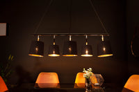 LEVELS Elegante Hängeleuchte 100cm schwarz gold Pendelleuchte mit Leinenschirmen