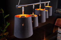 LEVELS Elegante Hängeleuchte 100cm schwarz gold Pendelleuchte mit Leinenschirmen