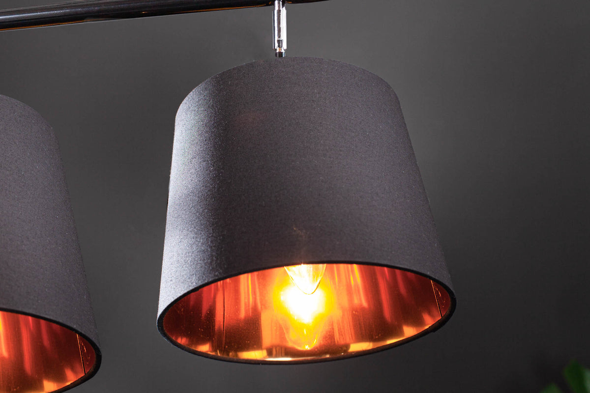 LEVELS Elegante Hängeleuchte 100cm schwarz gold Pendelleuchte mit Leinenschirmen