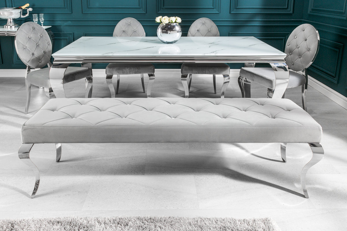 Elegante Sitzbank MODERN BAROCK 172cm Samt Edelstahl