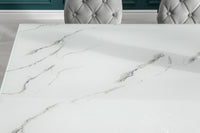 MODERN BAROCK Eleganter Esstisch 200cm Glasplatte in Marmoroptik Edelstahlbeine