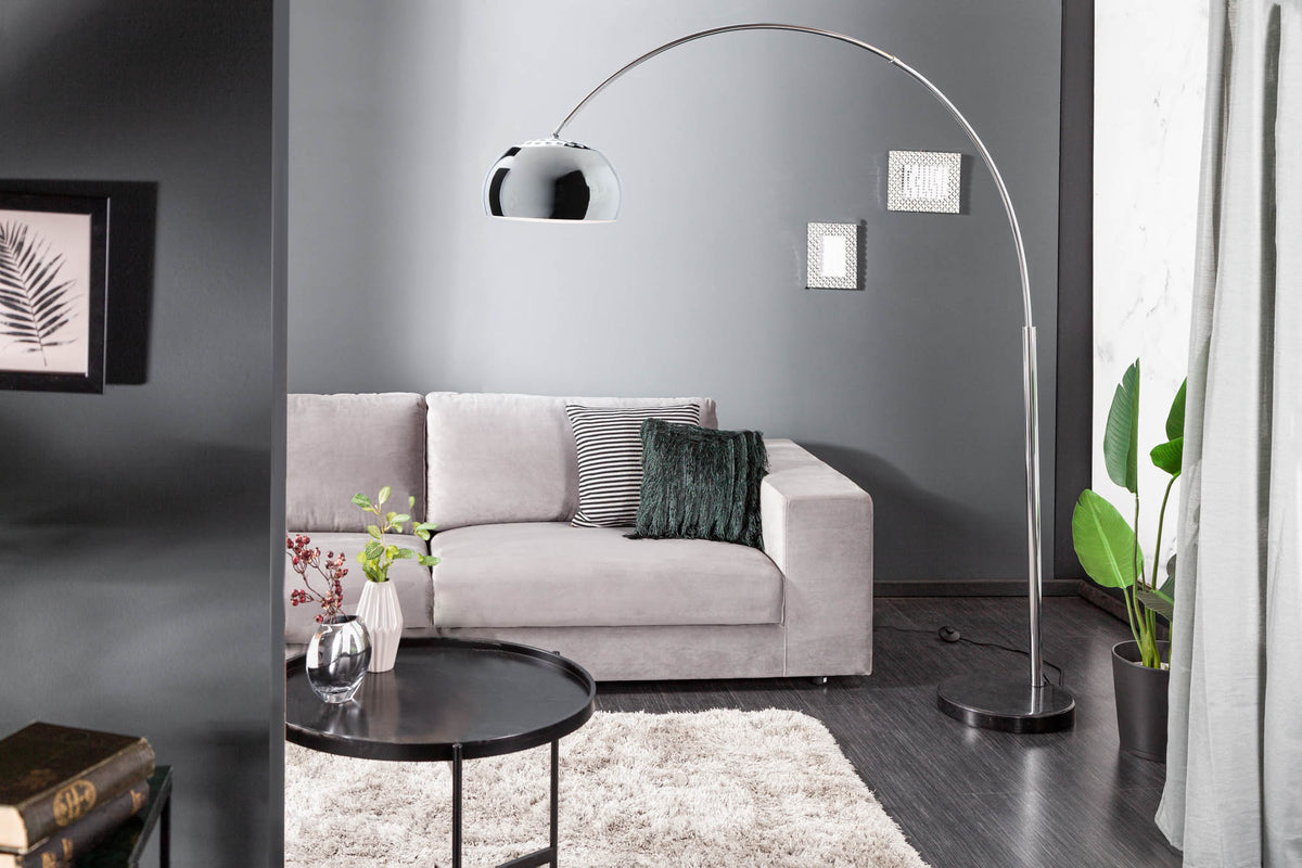 LOUNGE DEAL Ausziehbare Bogenlampe 170-210cm chrom Marmorfuß Stehlampe