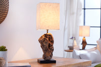 HYPNOTIC Handcrafted driftwood table lamp 45cm beige with linen shade