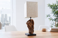 HYPNOTIC Handcrafted driftwood table lamp 45cm beige with linen shade