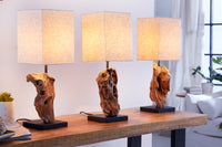 HYPNOTIC Handcrafted driftwood table lamp 45cm beige with linen shade