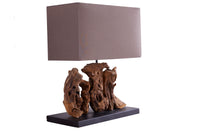 ARAGON Handgefertigte Tischlampe 50cm braun Treibholz-Fuß mit Leinenschirm