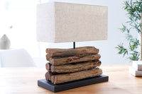 PERIFERE Handmade table lamp 40cm beige driftwood linen shade