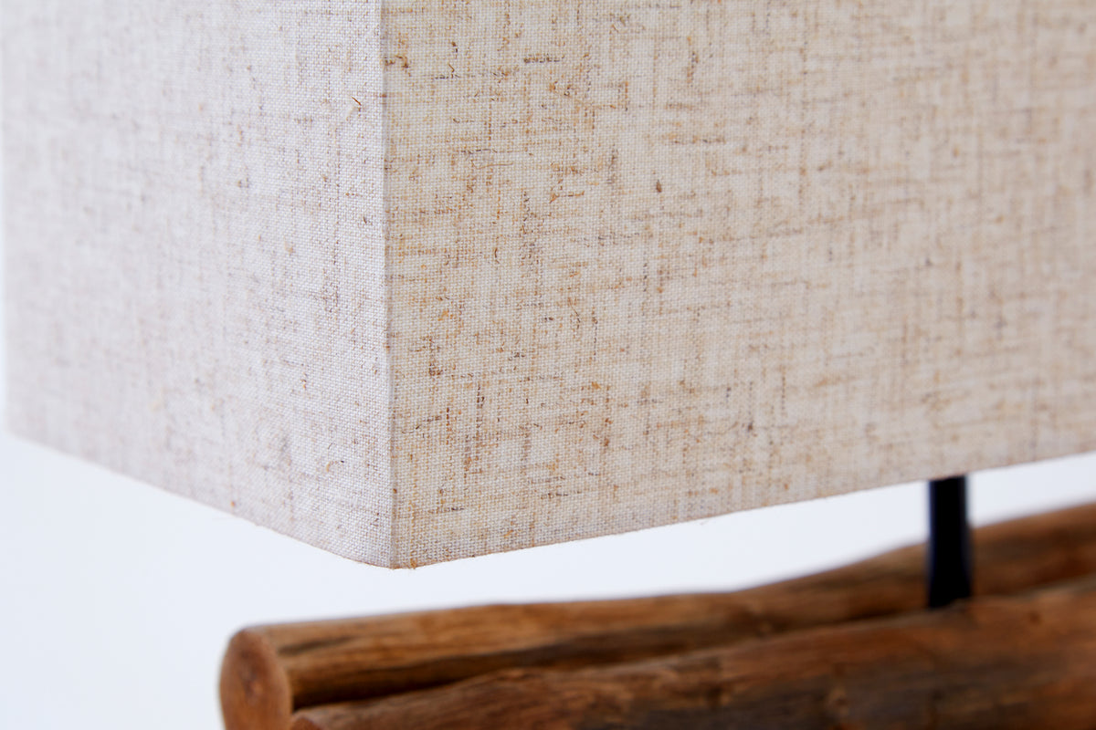 PERIFERE Handmade table lamp 40cm beige driftwood linen shade