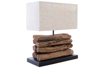 PERIFERE Handmade table lamp 40cm beige driftwood linen shade