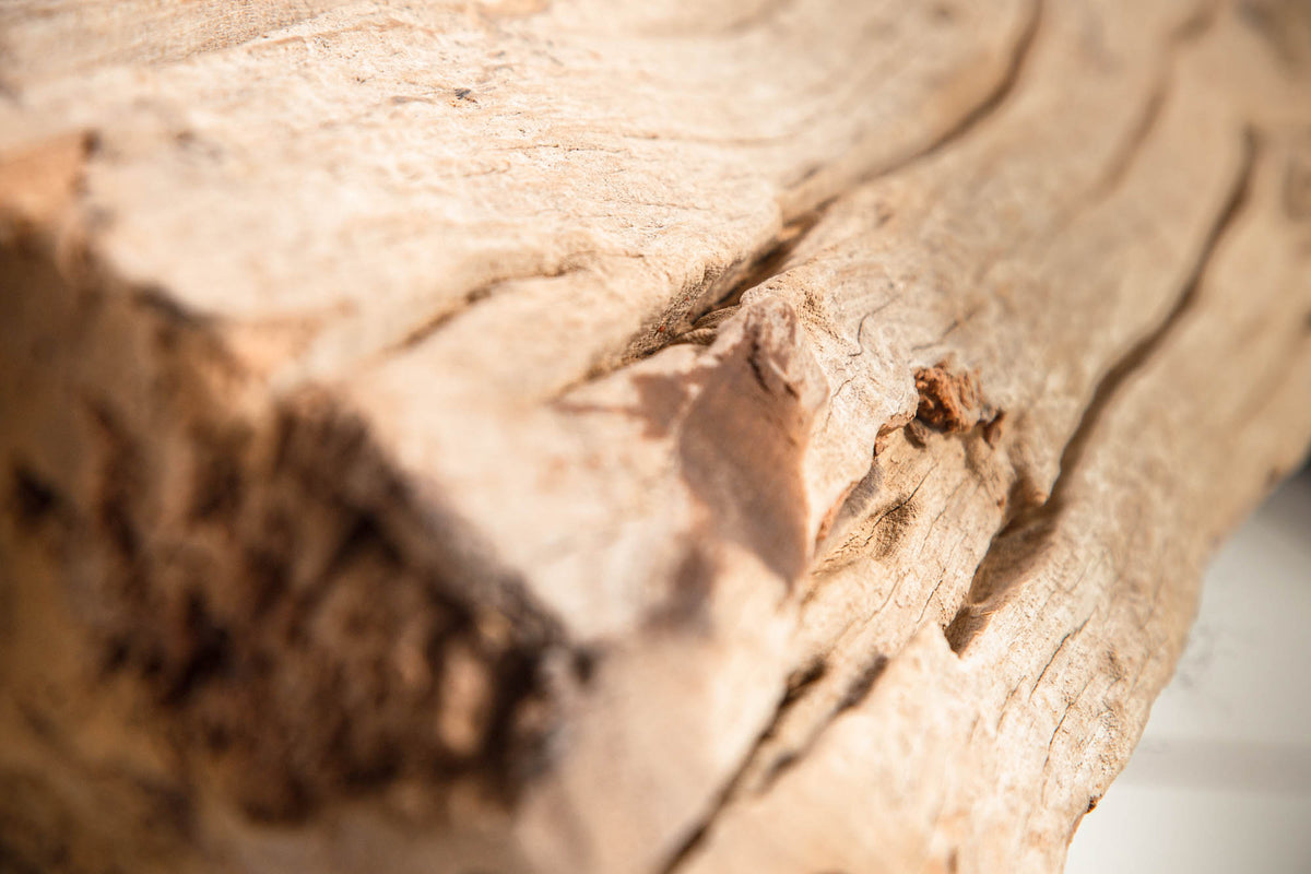 Handmade Stehlampe ROUSILIQUE 180cm schwarz Treibholzlampe Leinenschirm Baumstamm