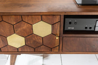 MYSTIC LIVING Massives TV-Lowboard 140cm Akazie braun gold Retro Design