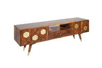 MYSTIC LIVING Massives TV-Lowboard 140cm Akazie braun gold Retro Design