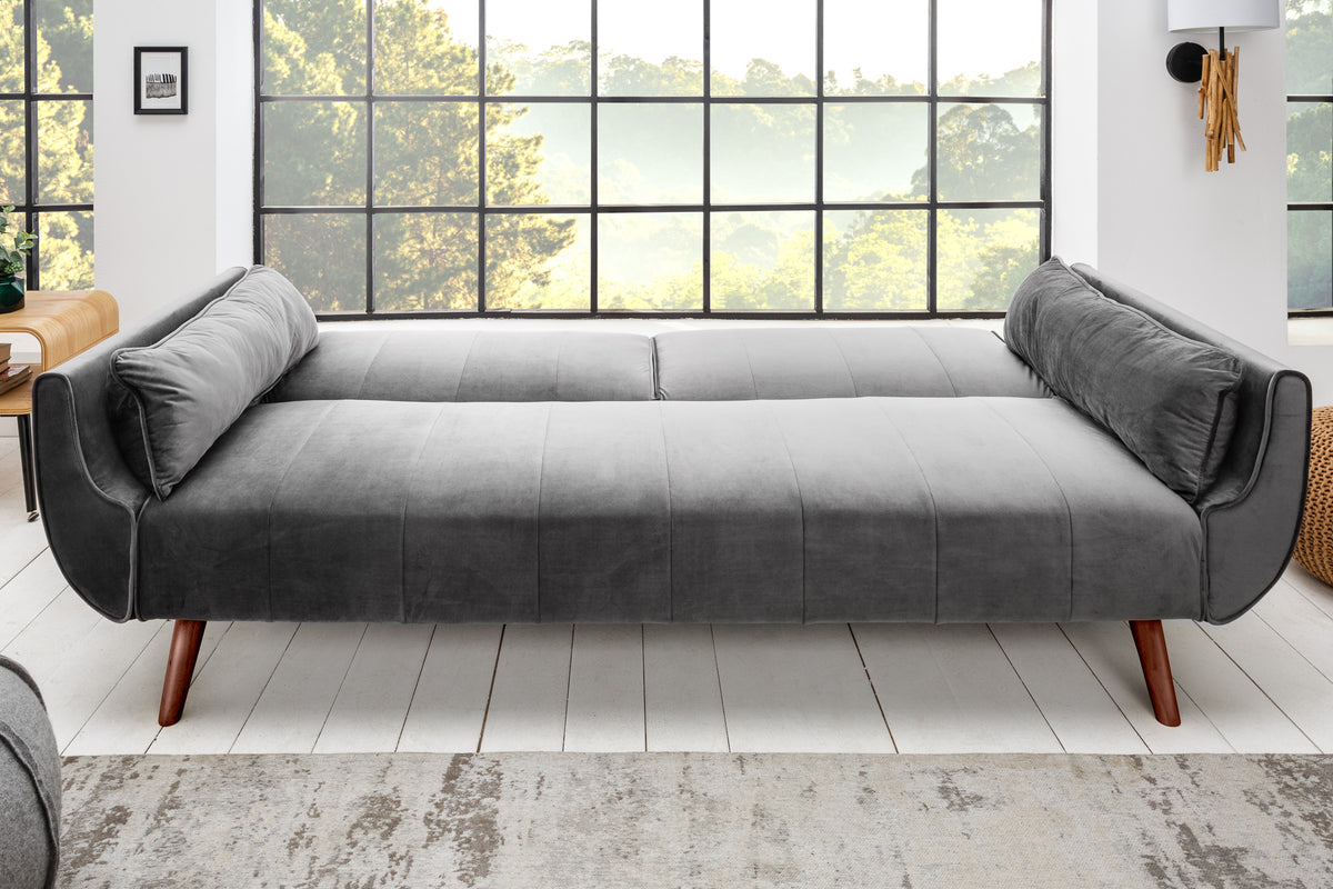 DIVANI Retro Schlafsofa 220cm Samt 3er Sofa mit Bettfunktion
